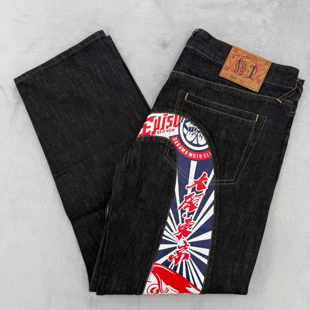 Evisu Mens Indigo Japanese Selvedge Denim Jeans Made in Japan Size 36